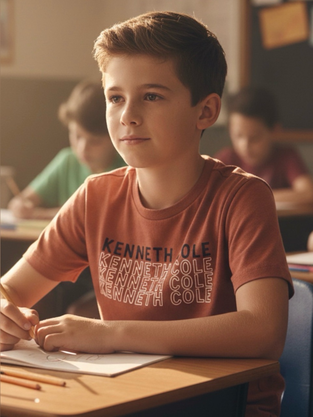 Kenneth Cole Kids Rust Orange Logo Tee